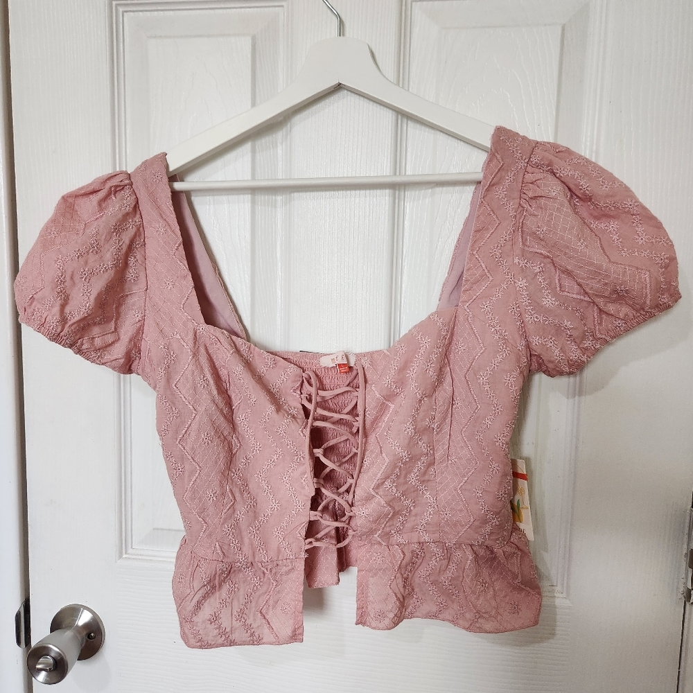 Puff Sleeve Square Neck Peplum Top